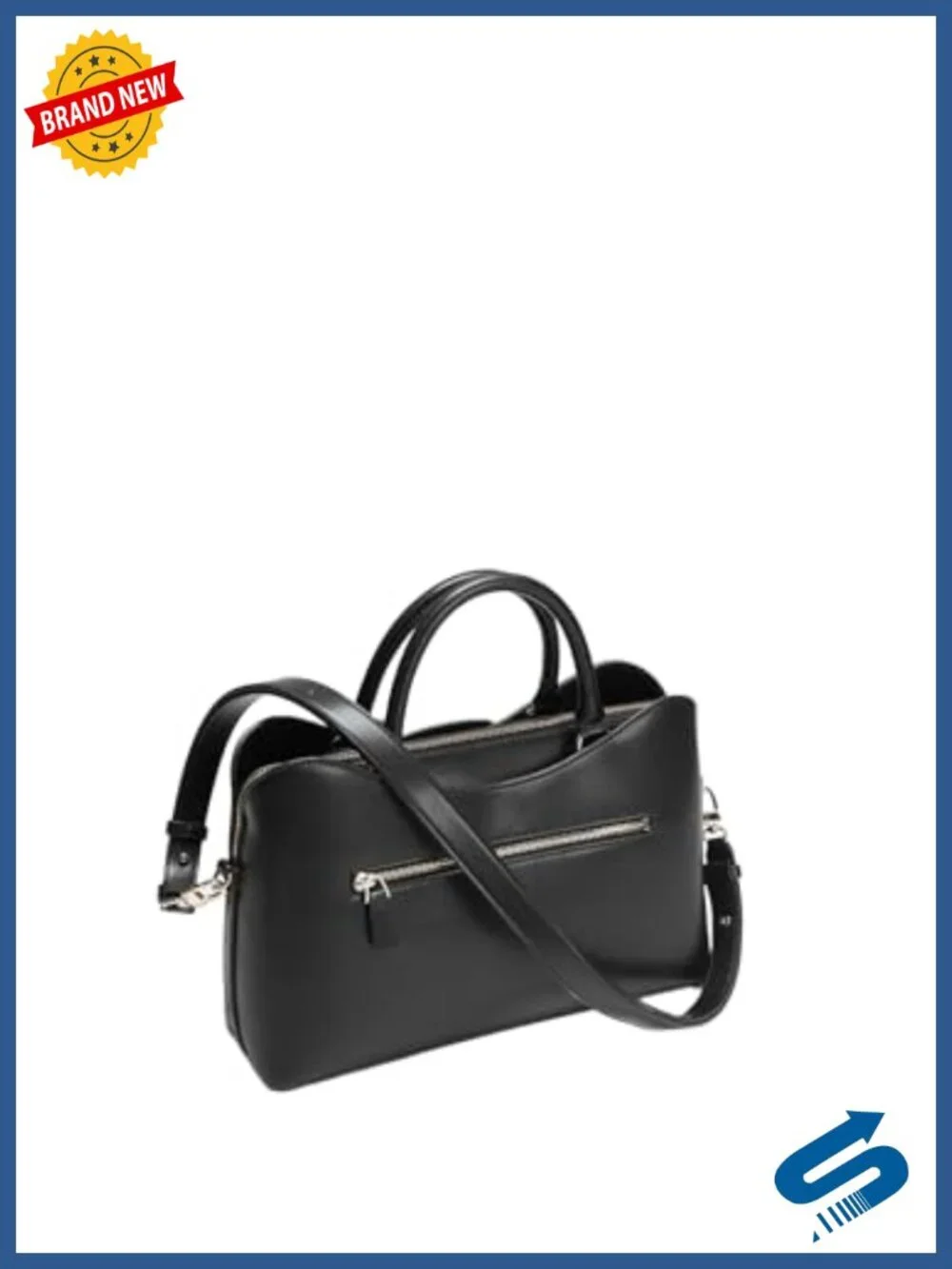 Women's Satchel with Shiny Gold Hardware, Adjustable Strap